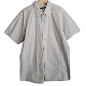 RW&CO. 100% Cotton Short Sleeve Button Down Shirt Grey Men's Sz XL Flawed